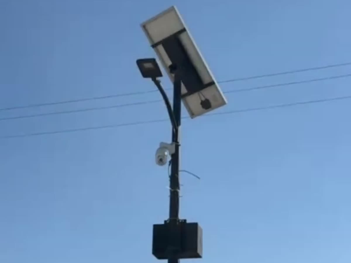 Sigma PTZ camera and speaker on a pole